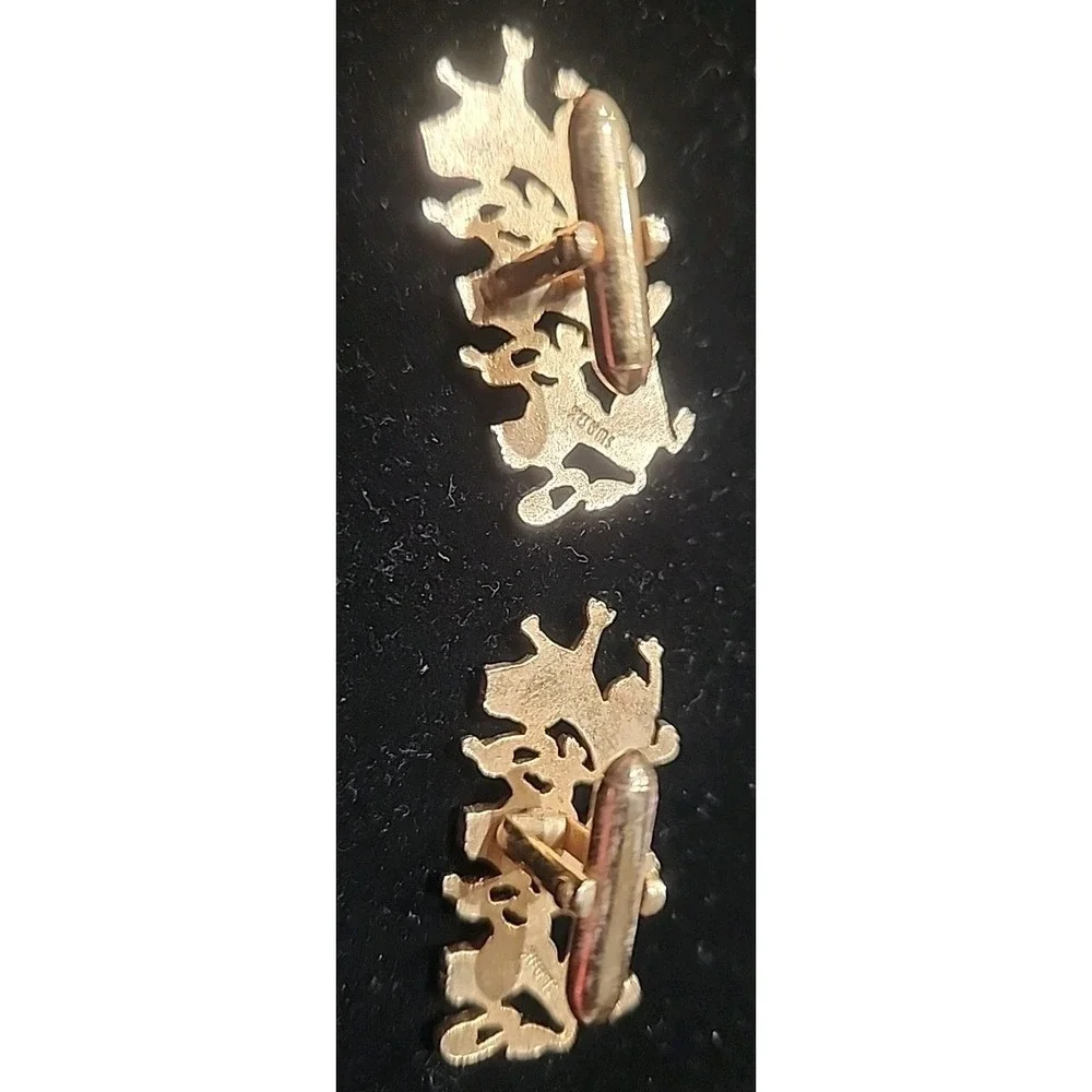 Vintage 3‎ Dancing Gold Tone Lions Cufflinks By SWANK